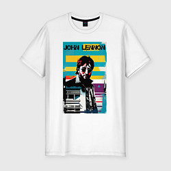 Мужская slim-футболка John Lennon - street art - legend