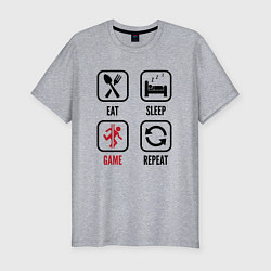 Мужская slim-футболка Eat - sleep - Portal - repeat