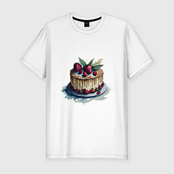 Мужская slim-футболка Акварельный торт
