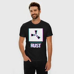 Футболка slim-fit Rust в стиле glitch и баги графики, цвет: черный — фото 2