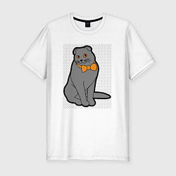 Мужская slim-футболка Кот в бабочке