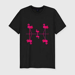 Мужская slim-футболка Шесть розовых фламинго
