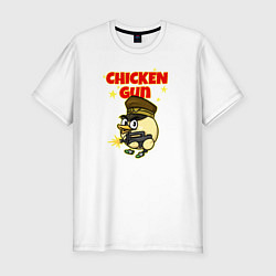 Мужская slim-футболка Chicken Gun - игра