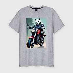 Мужская slim-футболка Panda - cool biker