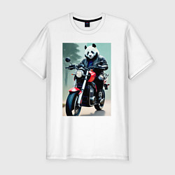 Мужская slim-футболка Panda - cool biker