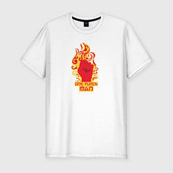 Мужская slim-футболка Ванпанчмен кулак и огонь