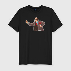 Мужская slim-футболка Ленин показывает недругу