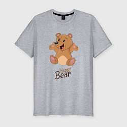 Футболка slim-fit Bear happy, цвет: меланж