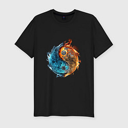 Футболка slim-fit Стихии огня и воды, цвет: черный