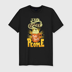 Мужская slim-футболка Кофе-котик