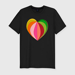 Футболка slim-fit Цветное сердечко, цвет: черный