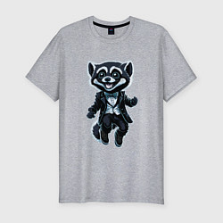 Мужская slim-футболка Счастливый енот