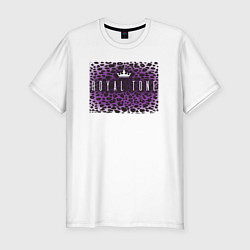 Мужская slim-футболка Фиолетовый леопард с короной