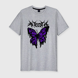 Футболка slim-fit Gothic black butterfly, цвет: меланж