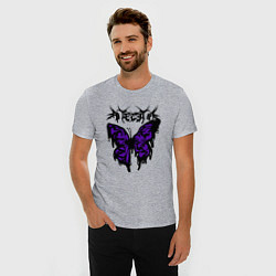 Футболка slim-fit Gothic black butterfly, цвет: меланж — фото 2