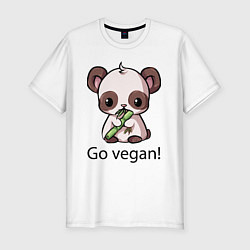 Футболка slim-fit Go vegan - motto, цвет: белый