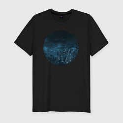 Мужская slim-футболка НЛО и скалы