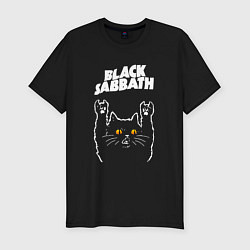 Мужская slim-футболка Black Sabbath rock cat