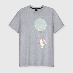 Футболка slim-fit Милый кролик с шариком в цветочек, цвет: меланж