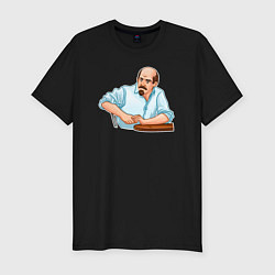 Мужская slim-футболка Ленин в раздумьях