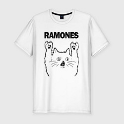 Футболка slim-fit Ramones - rock cat, цвет: белый