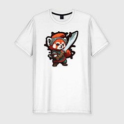 Мужская slim-футболка Красная панда воин