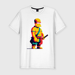 Мужская slim-футболка Гомер Симпсон самурай - нейросеть