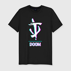 Мужская slim-футболка Doom в стиле glitch и баги графики