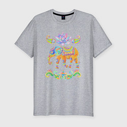 Футболка slim-fit Индийский слон батик, цвет: меланж