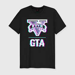 Мужская slim-футболка GTA в стиле glitch и баги графики