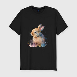 Мужская slim-футболка Акварельный милый кролик
