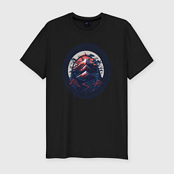 Мужская slim-футболка Японский рассвет в горах