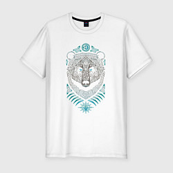 Мужская slim-футболка Русский медведь - славянский символ