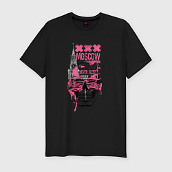 Мужская slim-футболка Москва никогда не спит