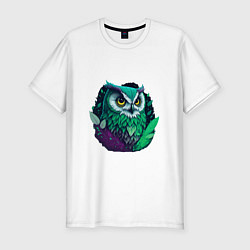 Футболка slim-fit Изумрудная сова, цвет: белый