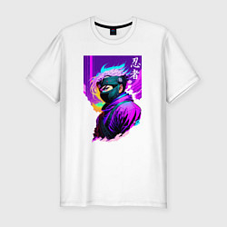 Футболка slim-fit Ниндзя - иероглифы - Япония, цвет: белый