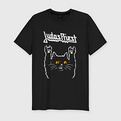 Футболка slim-fit Judas Priest rock cat, цвет: черный