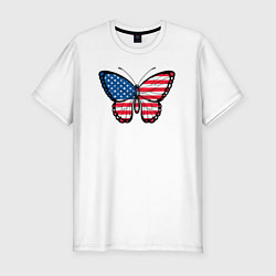 Мужская slim-футболка США бабочка