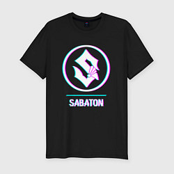 Мужская slim-футболка Sabaton glitch rock
