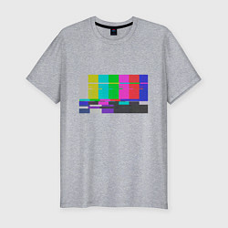 Мужская slim-футболка Разноцветные полосы в телевизоре