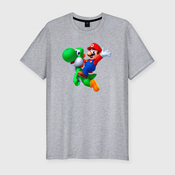 Футболка slim-fit Марио на Йоши, цвет: меланж