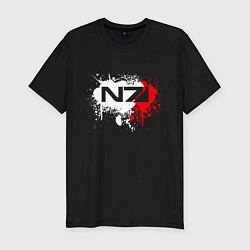 Футболка slim-fit Mass Effect N7 - shooter - logo, цвет: черный