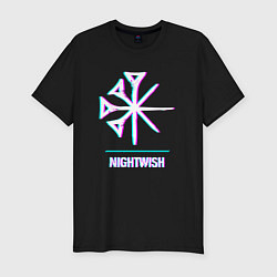 Мужская slim-футболка Nightwish glitch rock