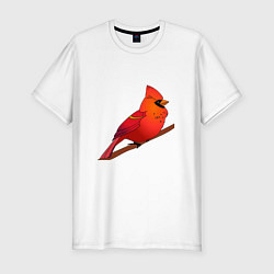 Мужская slim-футболка Птица красный кардинал