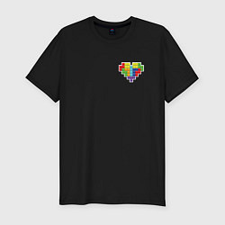 Мужская slim-футболка Сердце из фигур тетрис
