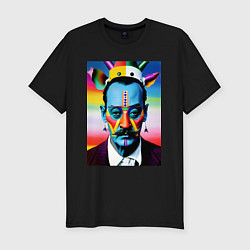 Мужская slim-футболка Salvador Dali - pop art - neural network