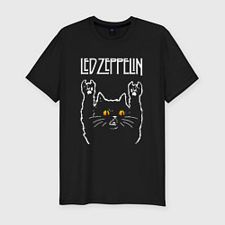 Мужская slim-футболка Led Zeppelin rock cat