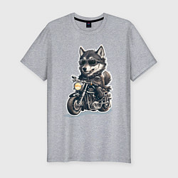 Футболка slim-fit Волчья сила на двух колесах, цвет: меланж