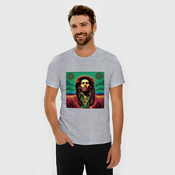 Футболка slim-fit Digital Art Bob Marley in the field, цвет: меланж — фото 2