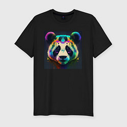 Мужская slim-футболка Красочная панда - нейросеть